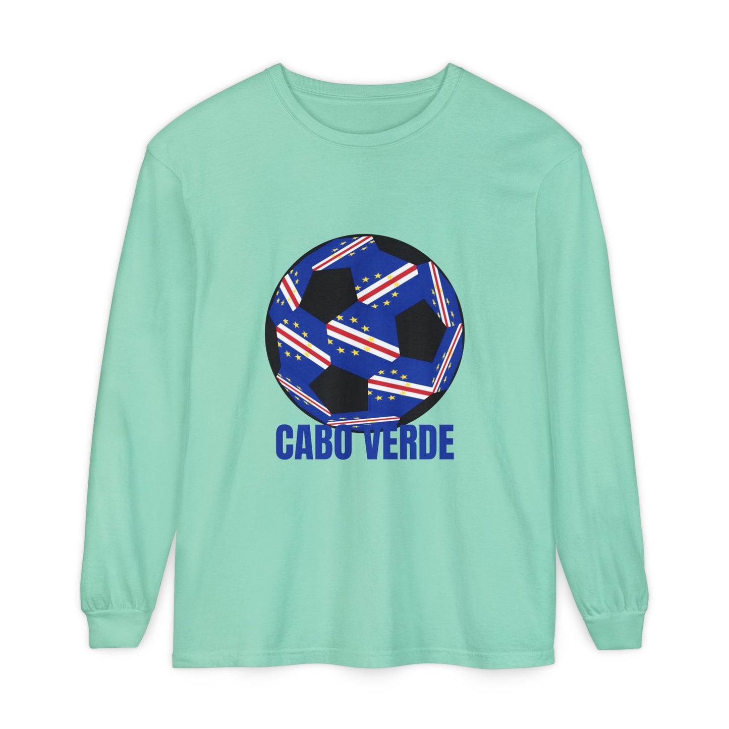 Cabo Verde Fan Specialty Soccer Ball Design Ball Long Sleeve Tee