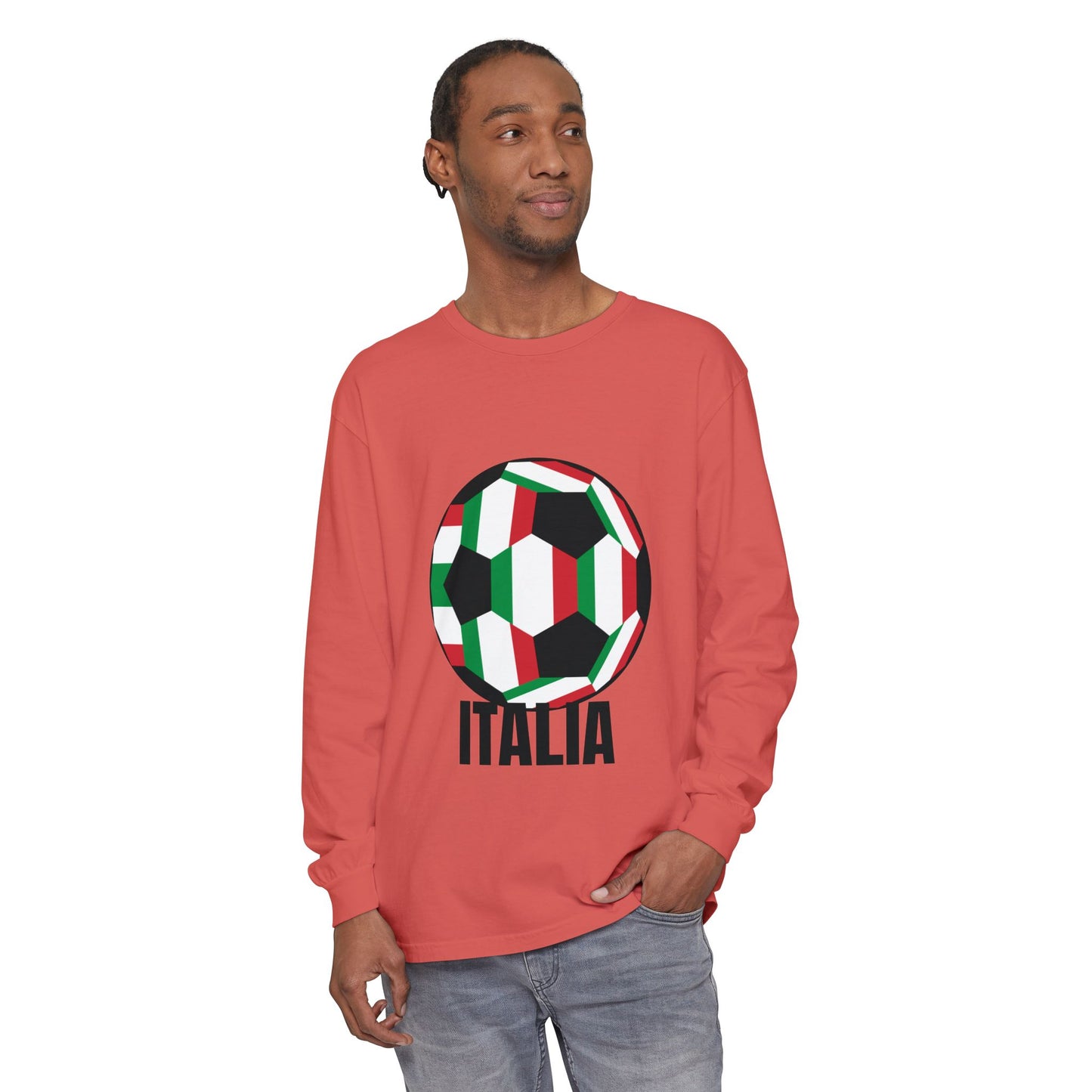 Italia Fan Specialty Soccer Ball Design Long Sleeve Tee