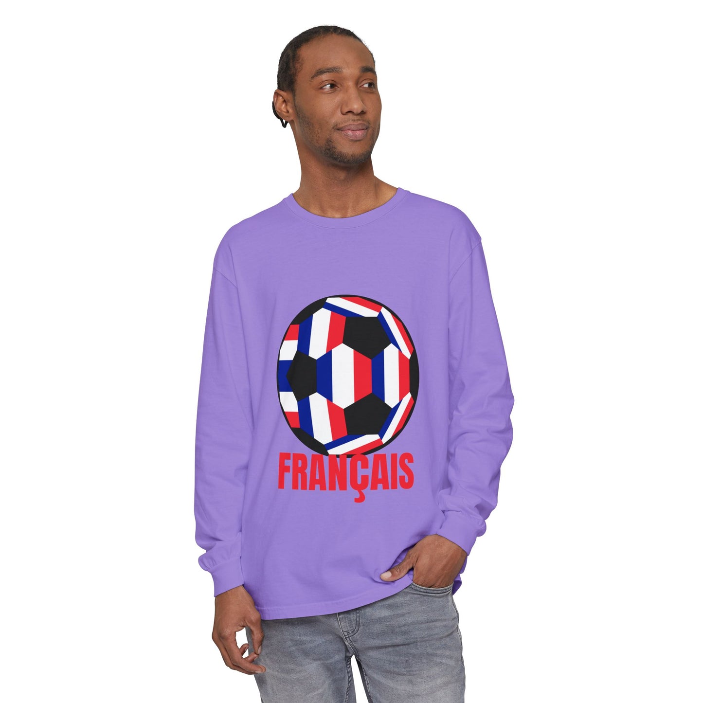Francais Fan Specialty Soccer Ball Design Long Sleeve Tee