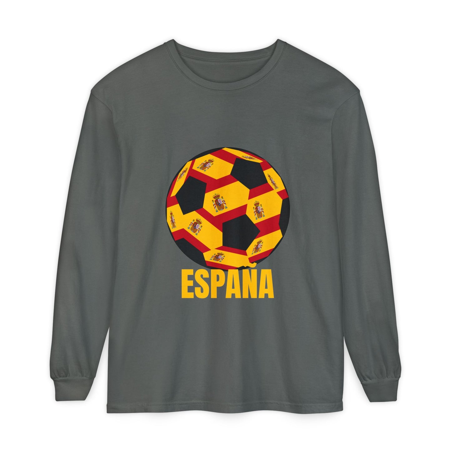 España Soccer Ball Long Sleeve Tee  Gold Text