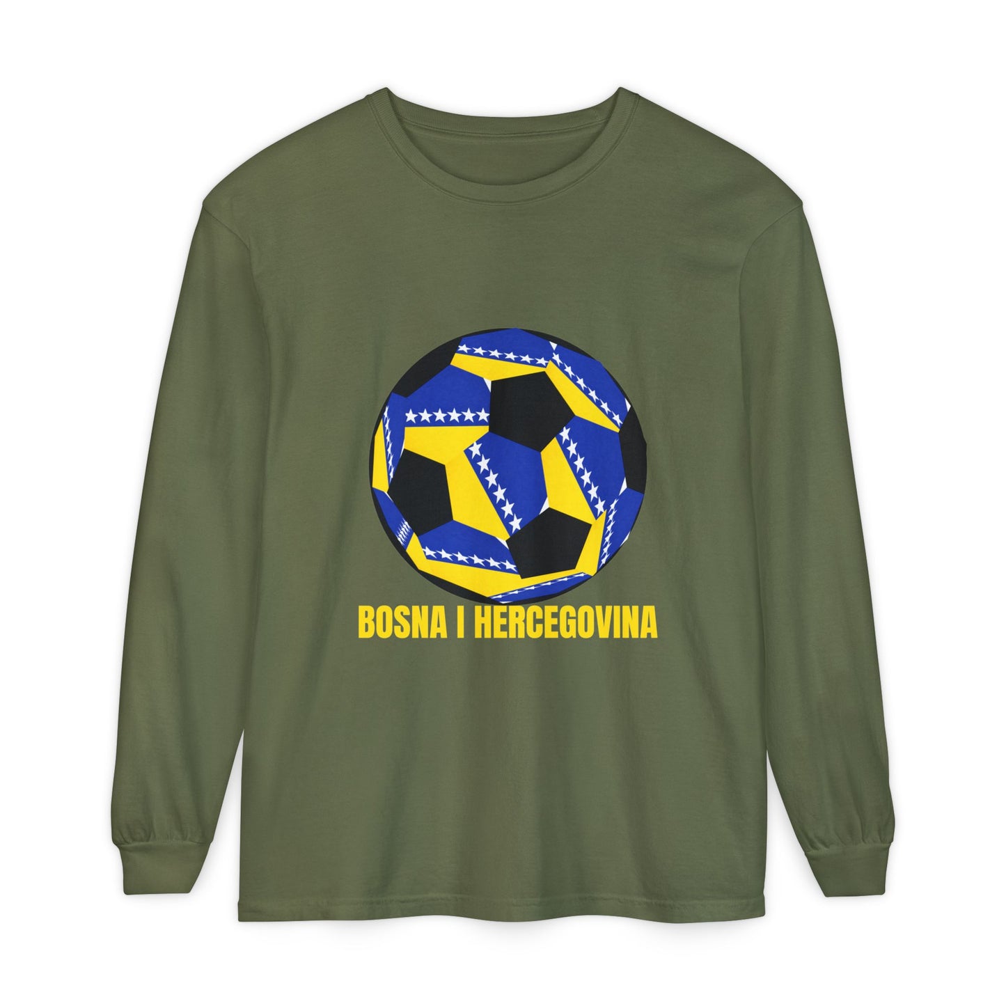Bosnia Herzegovina Fan Specialty Soccer Ball Design  Long Sleeve Tee