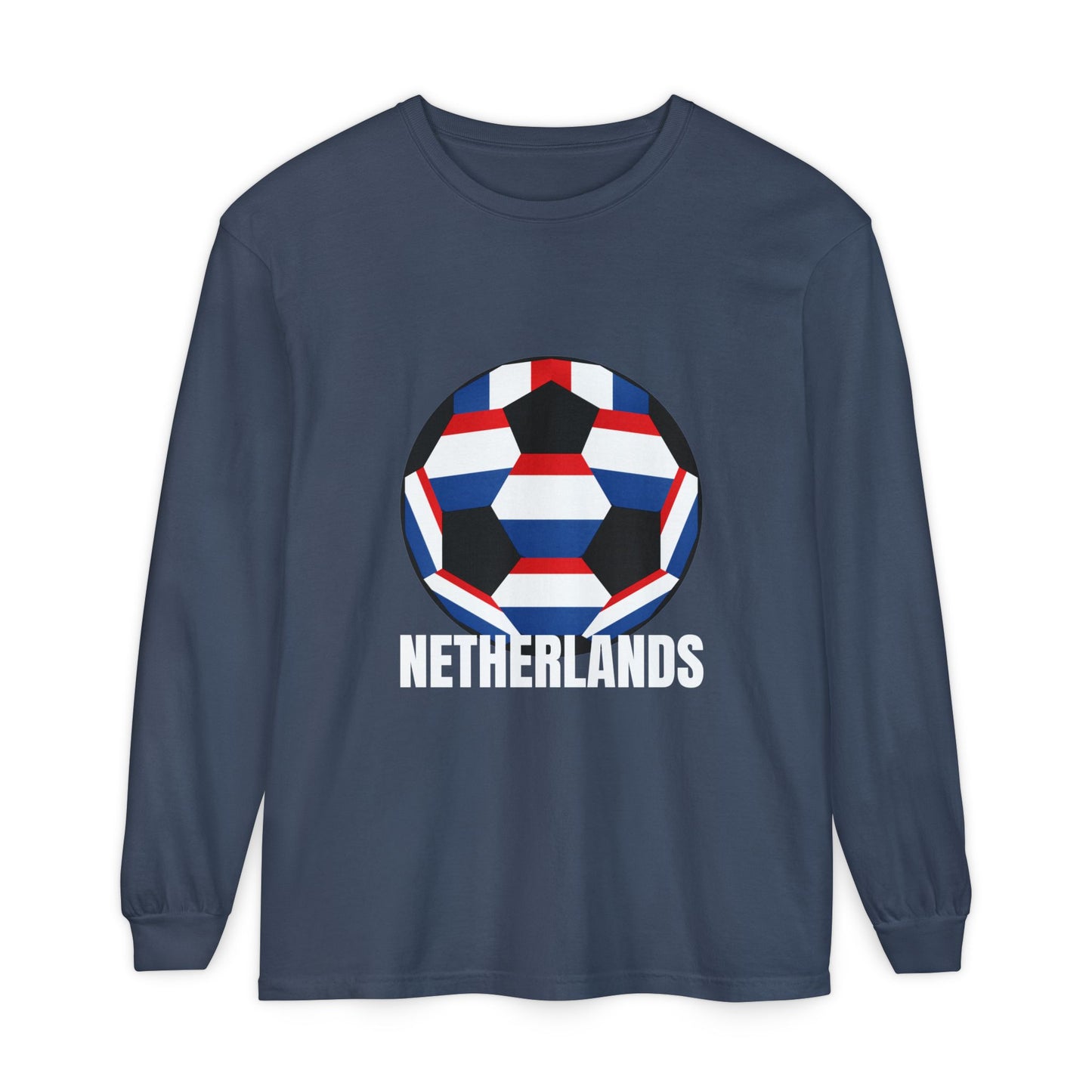 Netherlands Fan Specialty Soccer Ball Design Long Sleeve Tee