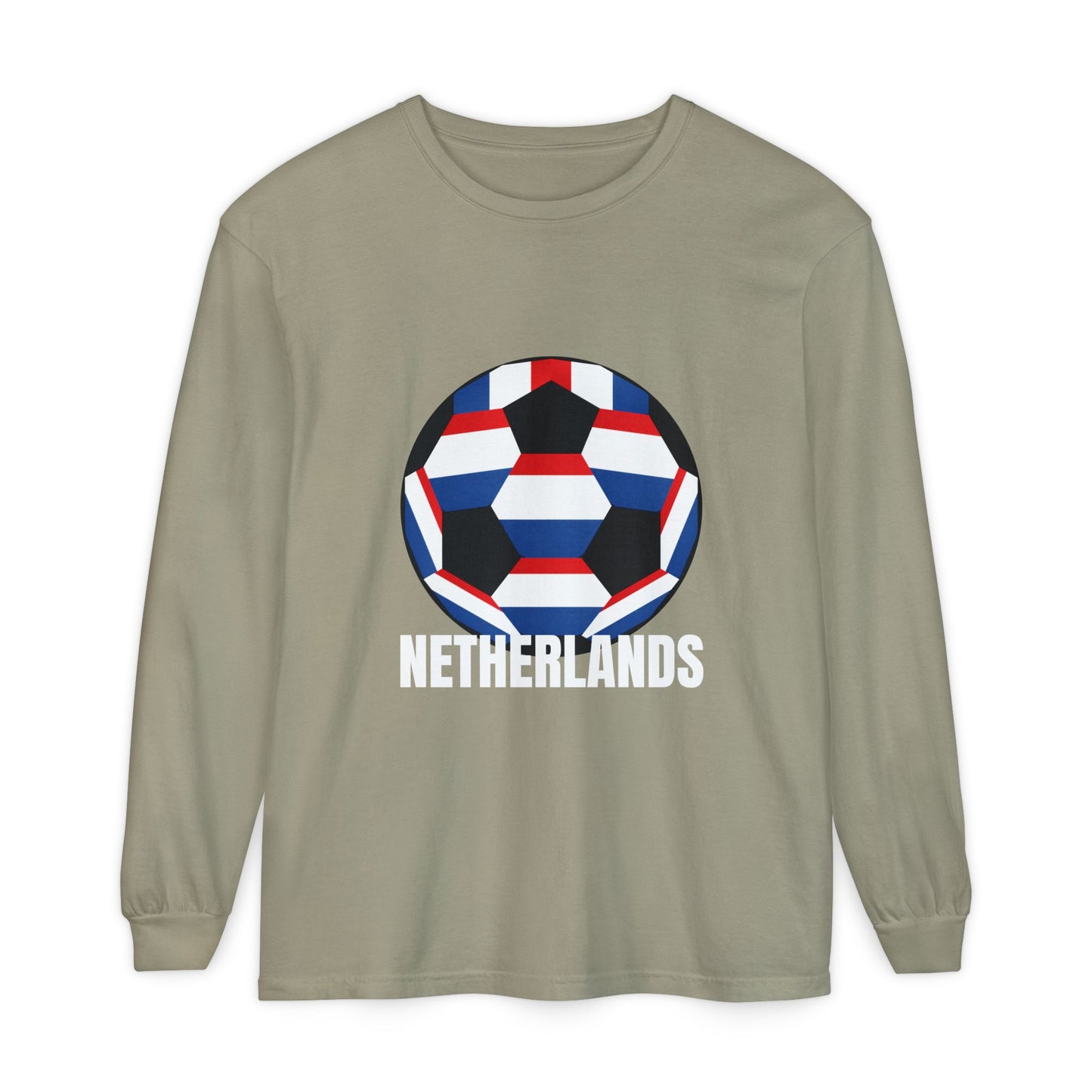 Netherlands Fan Specialty Soccer Ball Design Long Sleeve Tee