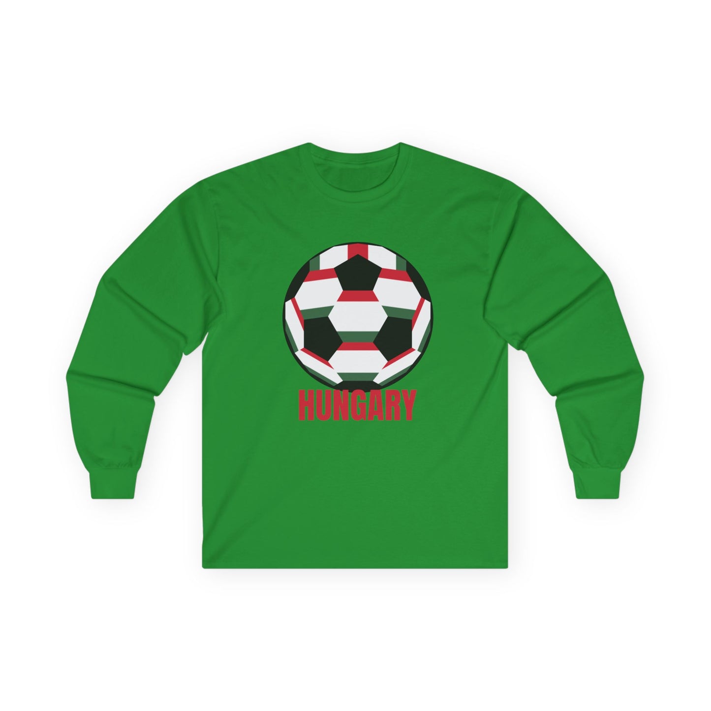 Fan Specialty Soccer Ball Design Long Sleeve T  Red Text