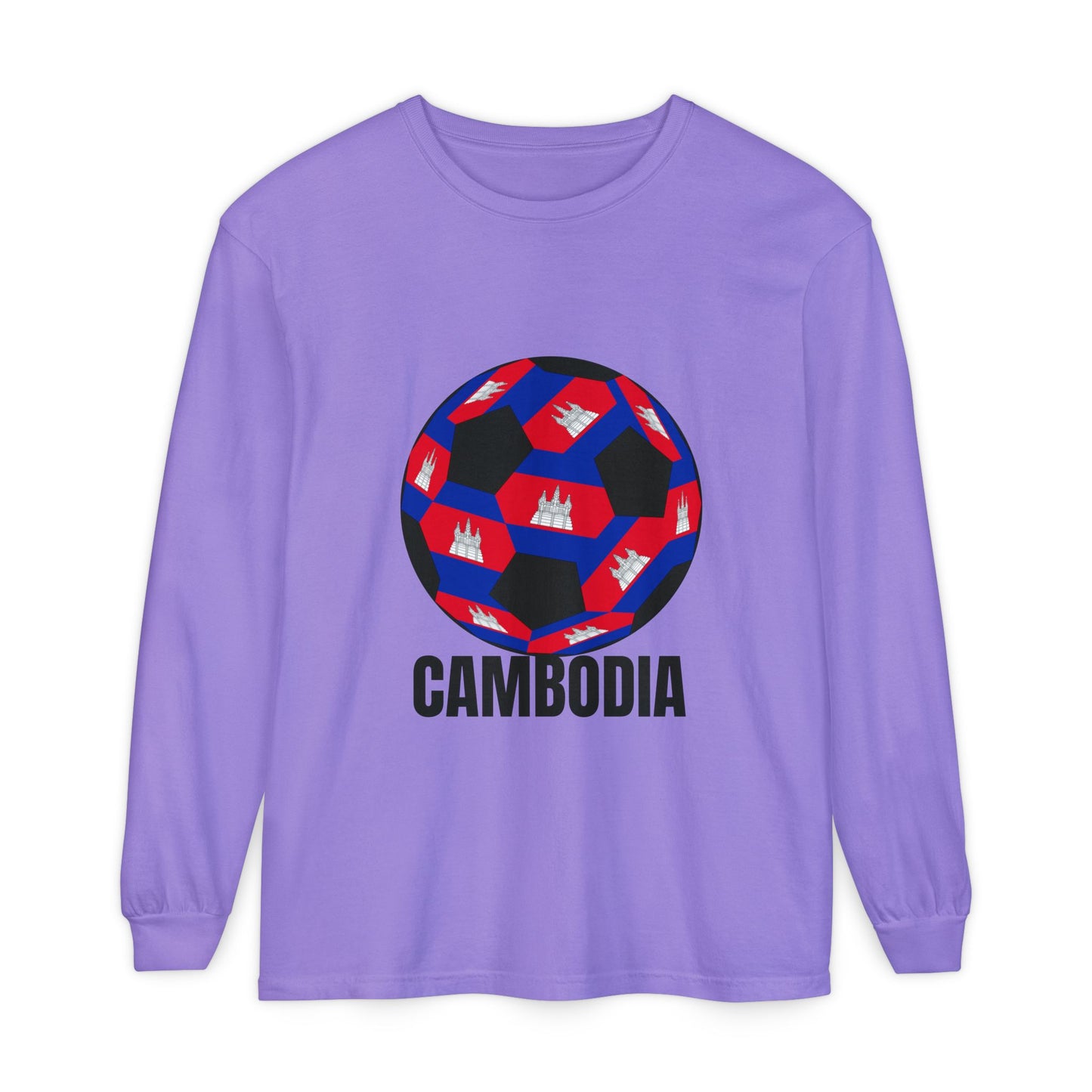 Cambodia Fan Specialty Soccer Ball Design Long Sleeve Tee