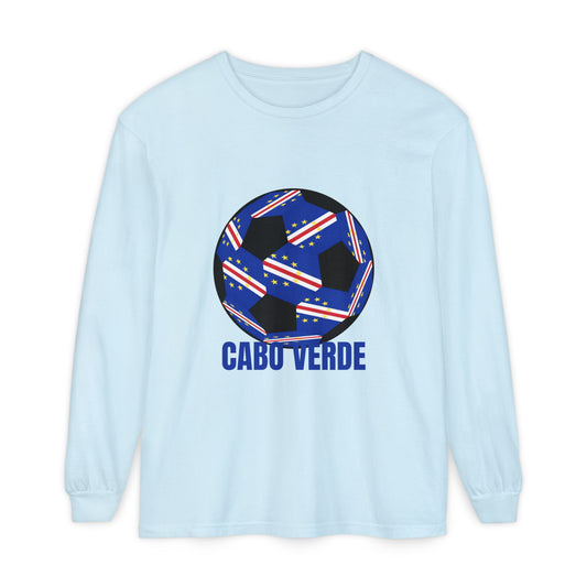 Cabo Verde Fan Specialty Soccer Ball Design Ball Long Sleeve Tee