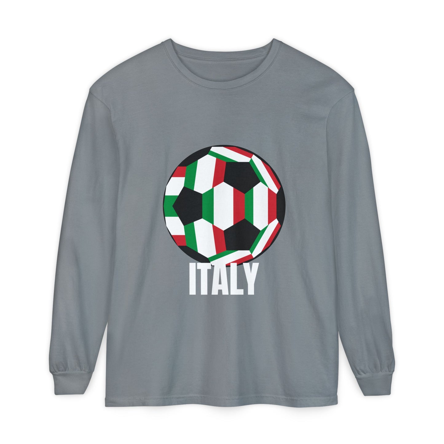 Italy Fan Specialty Soccer Ball Design Long Sleeve Tee
