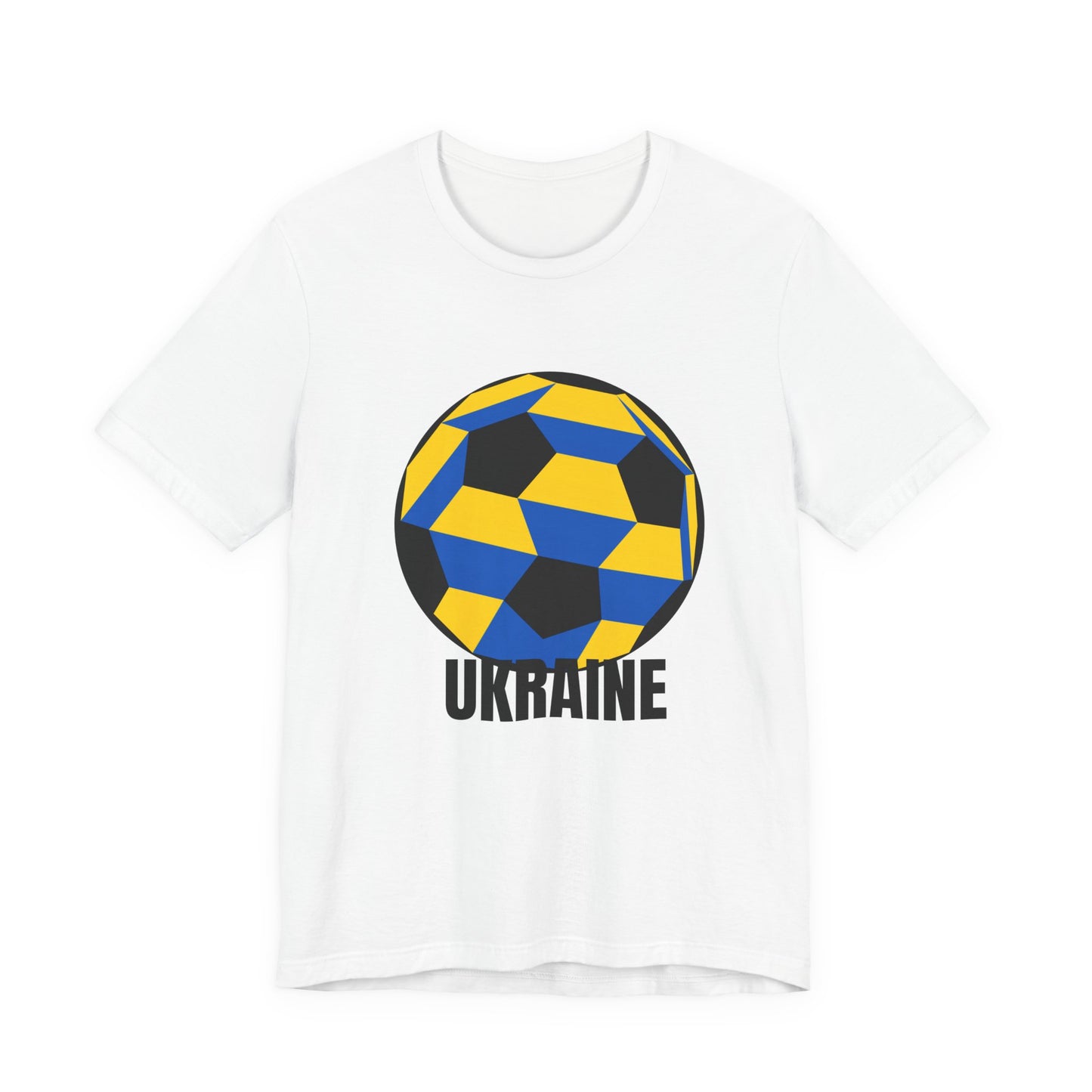 Ukraine Fan Specialty Soccer Ball Design T Shirt Black Text