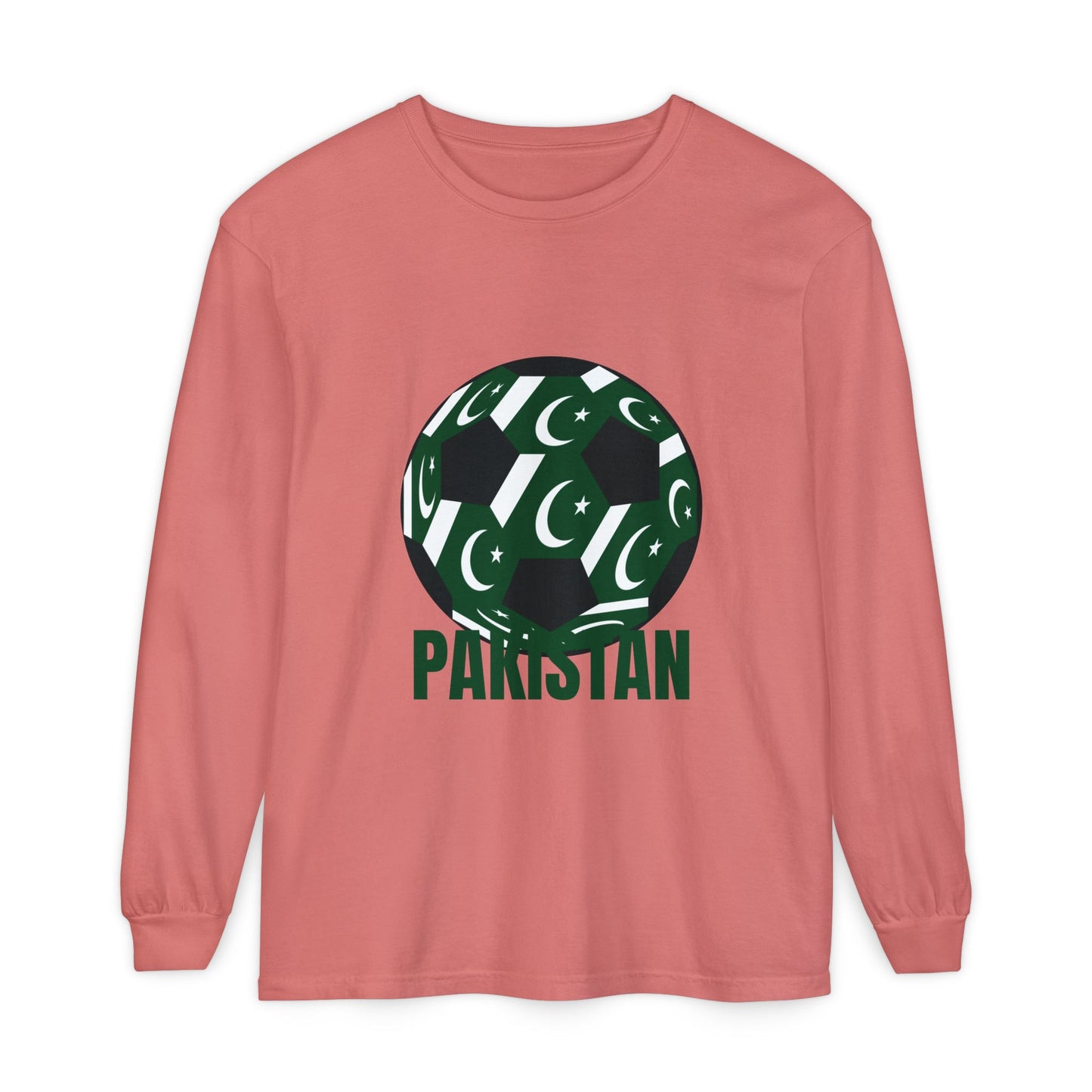 Pakistan Fan Specialty Soccer Ball Design T Shirt  Long Sleeve Tee