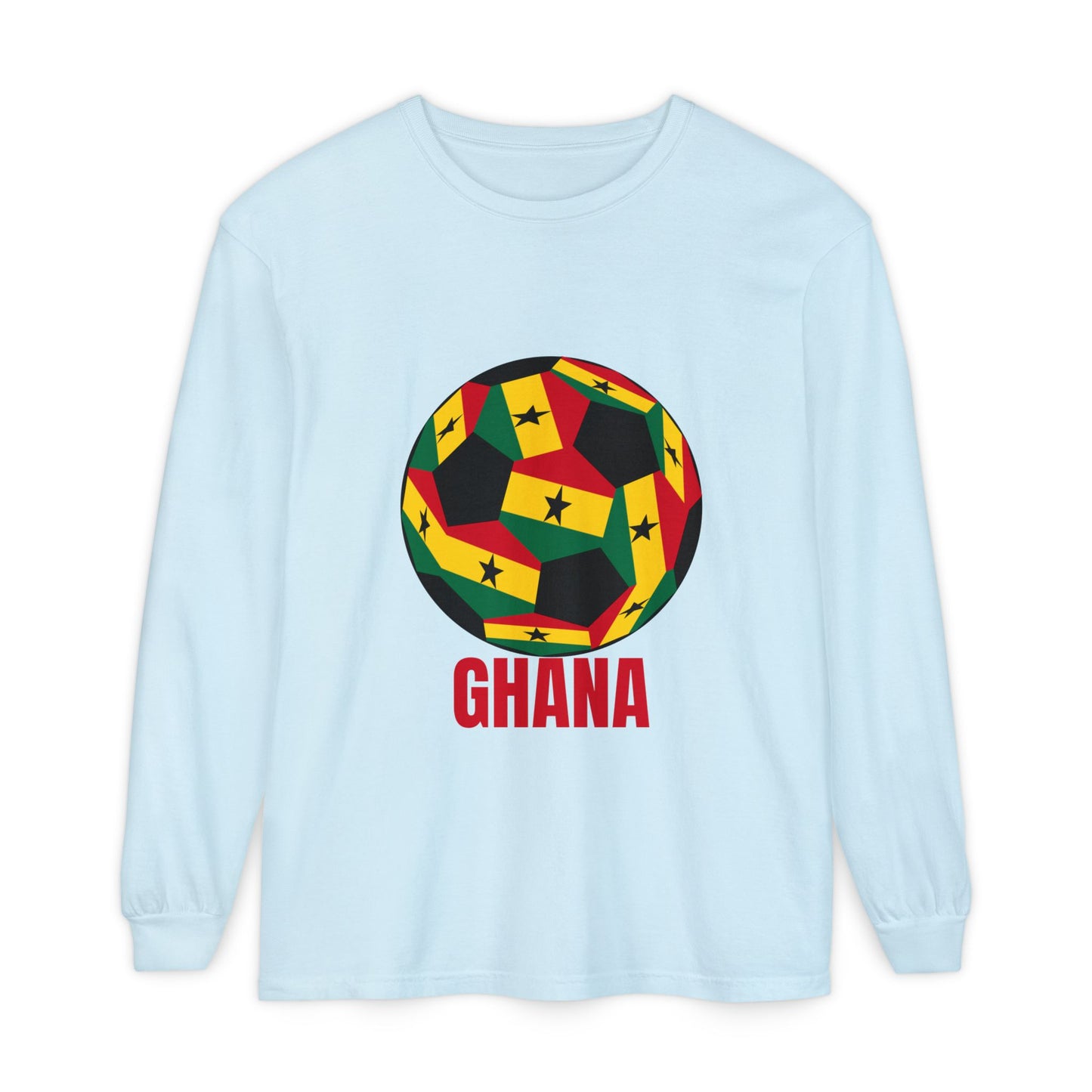 Ghana Fan Specialty Soccer Ball Design Long Sleeve Tee