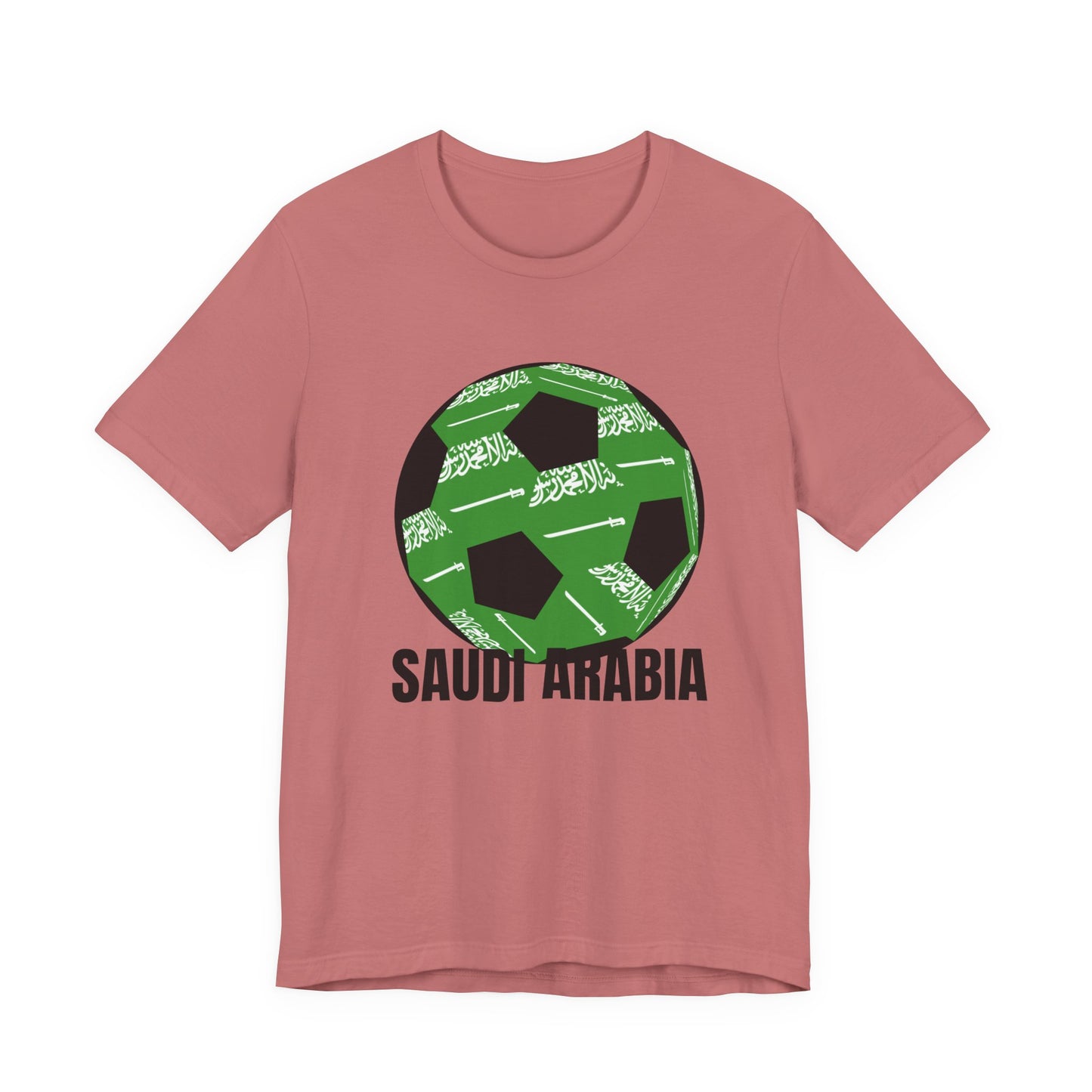 Saudi Arabia Fan Specialty Soccer Ball Design T Shirt Black Text