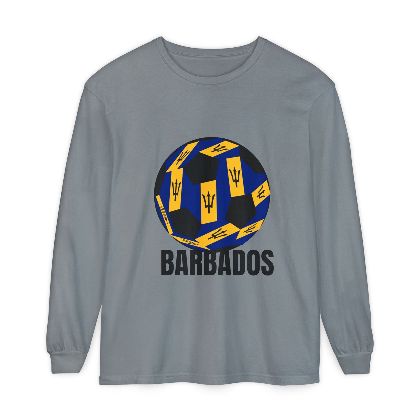 Barbados Fan Specialty Soccer Ball Design Long Sleeve Tee