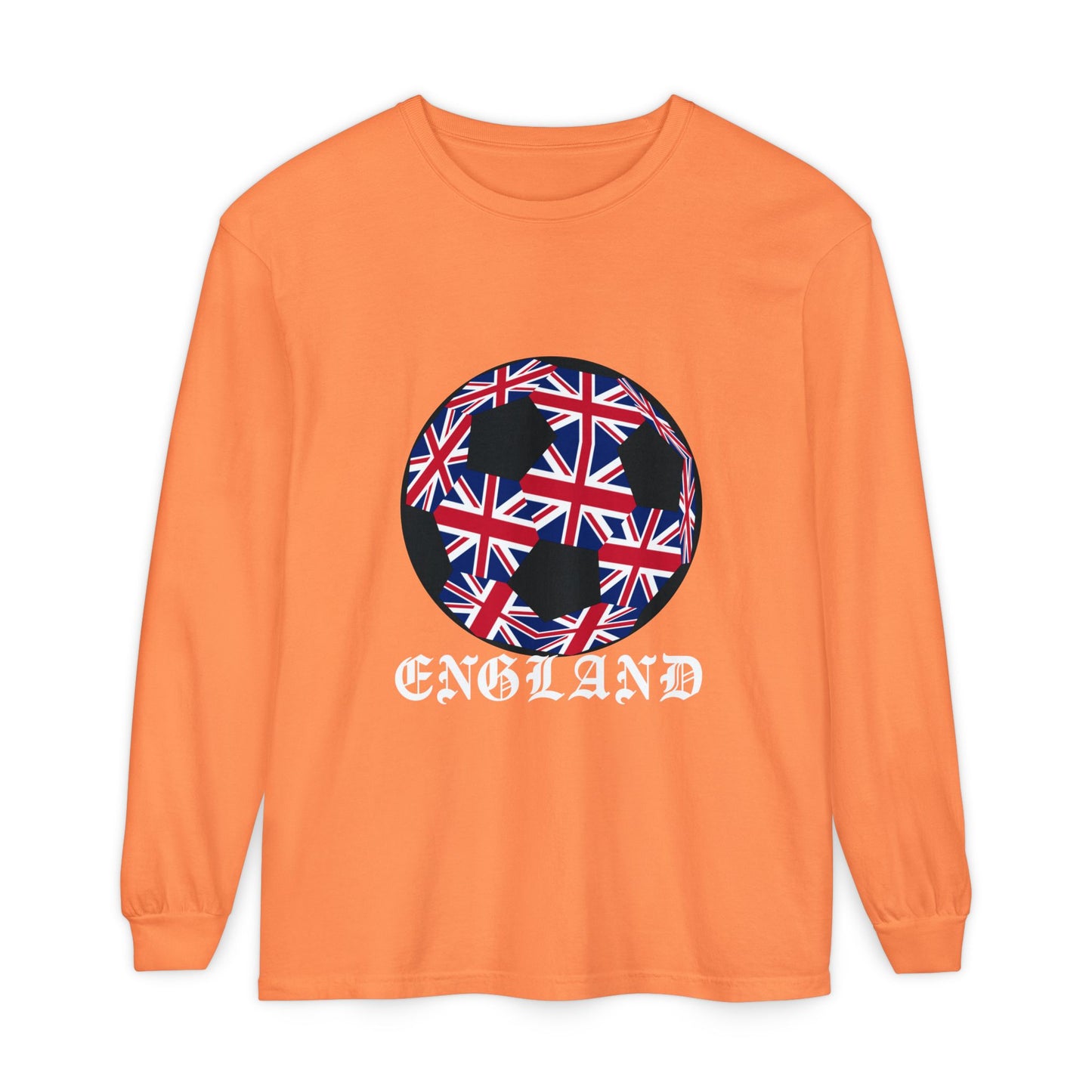 Old English Style Specialty Soccer Ball Design  Long Sleeve Tee