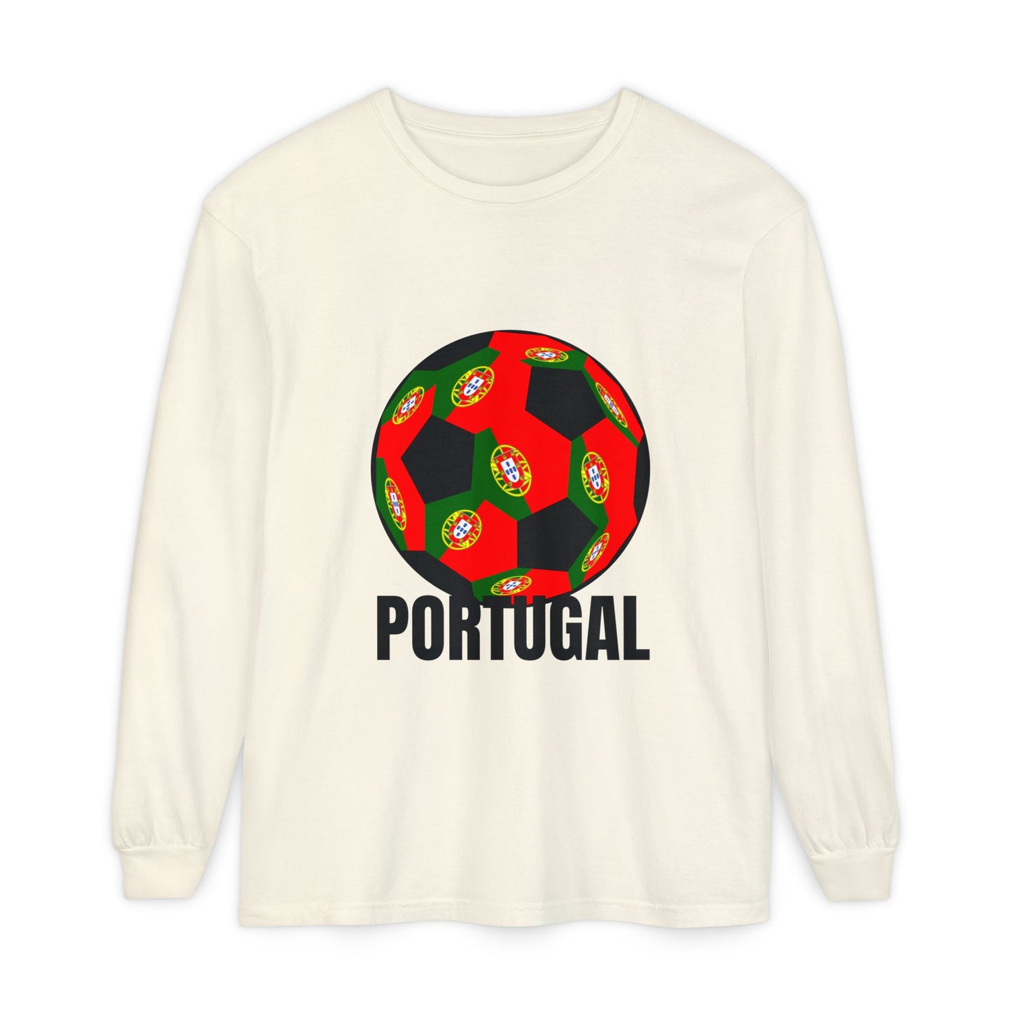 Portugal Fan Specialty Soccer Ball Design Long Sleeve Tee