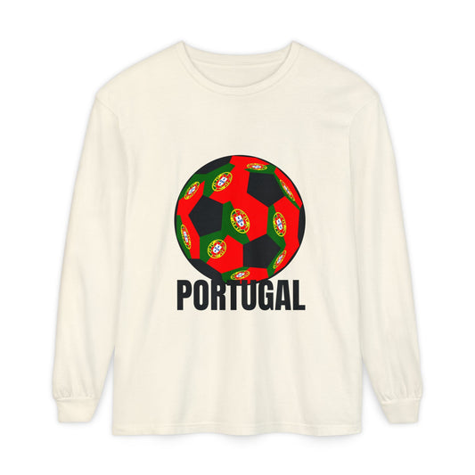 Portugal Fan Specialty Soccer Ball Design Long Sleeve Tee