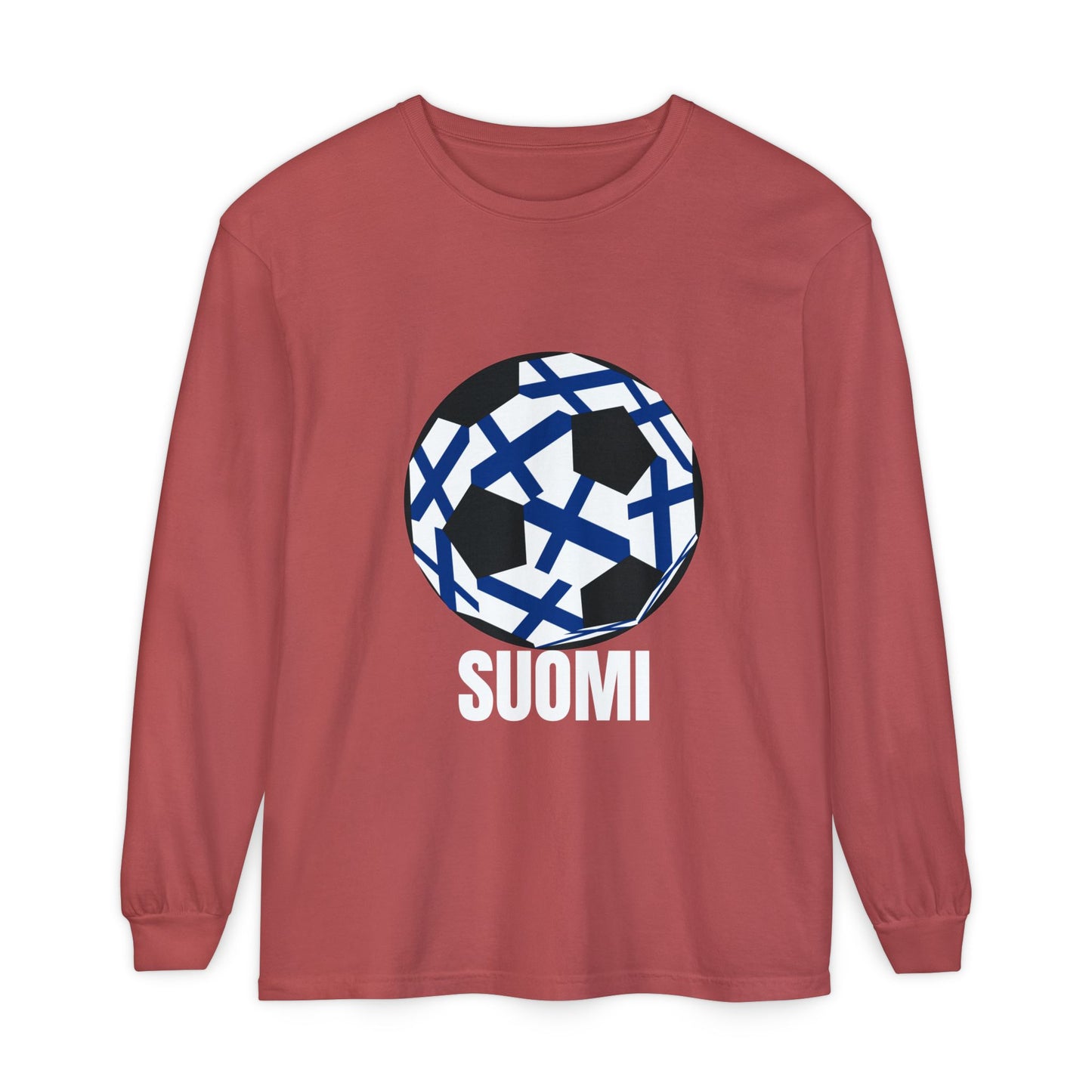 Suomi Fan Specialty Soccer Ball Design Long Sleeve Tee