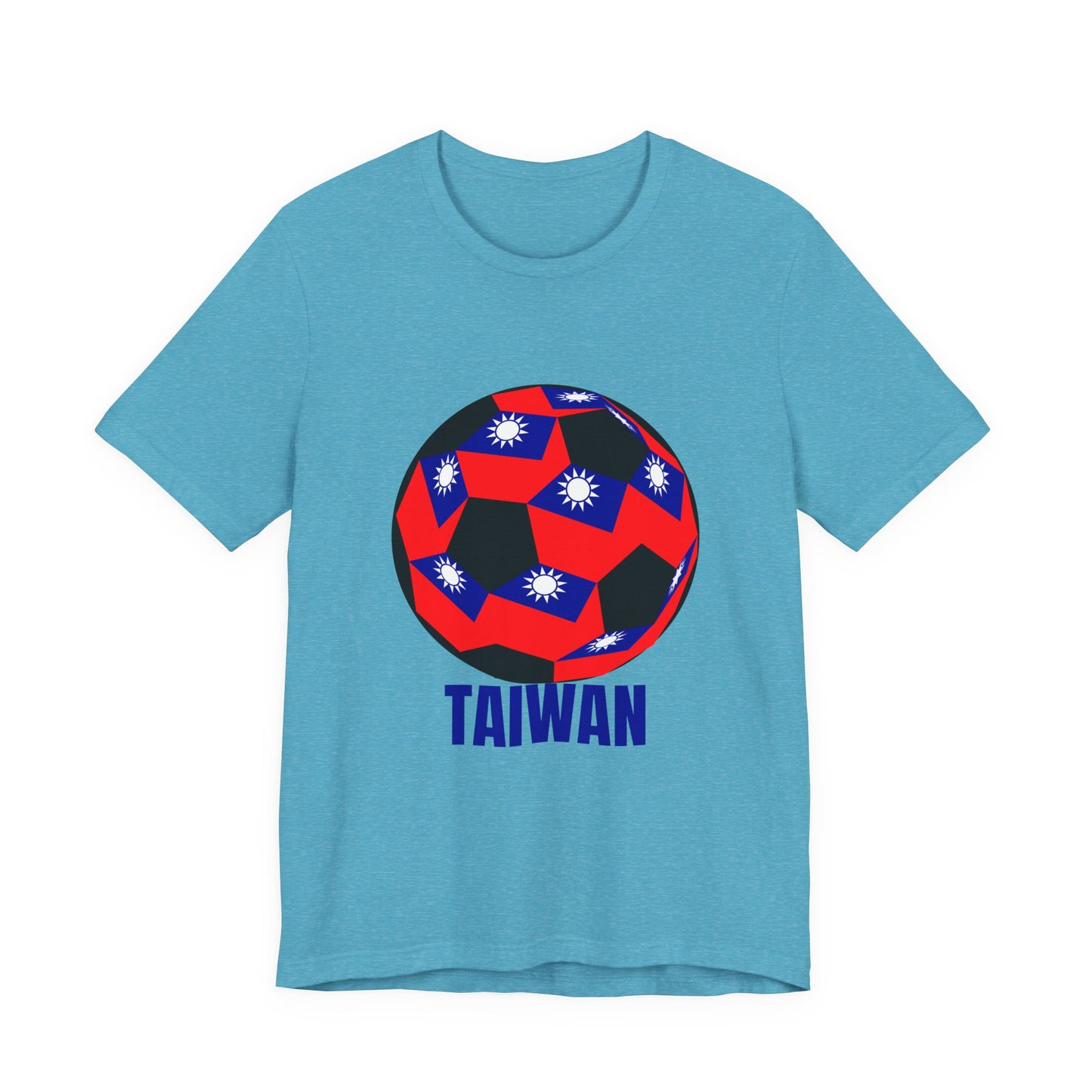 Taiwan Flag Soccer Ball Design T Shirt Blue Text