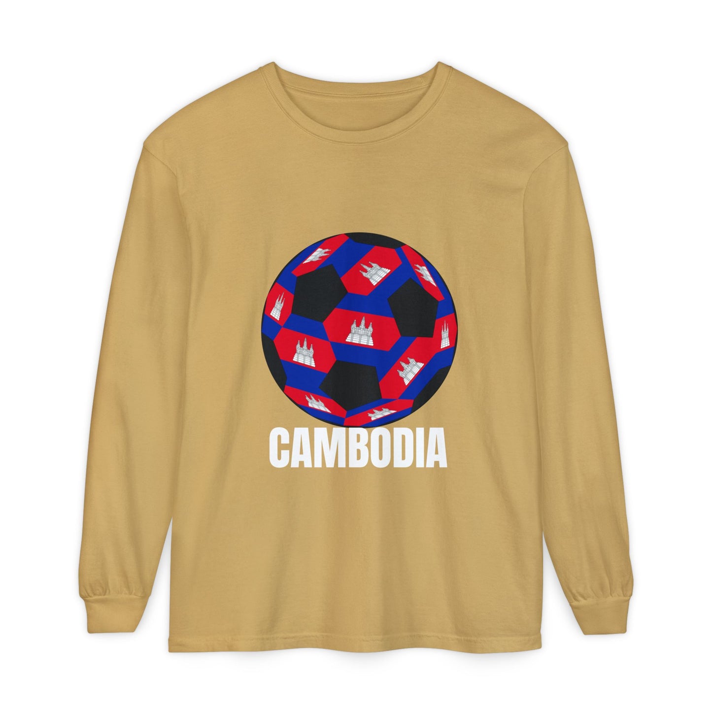 Cambodia Fan Specialty Soccer Ball Design Long Sleeve Tee