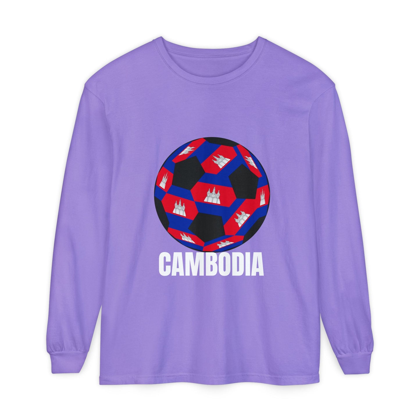 Cambodia Fan Specialty Soccer Ball Design Long Sleeve Tee