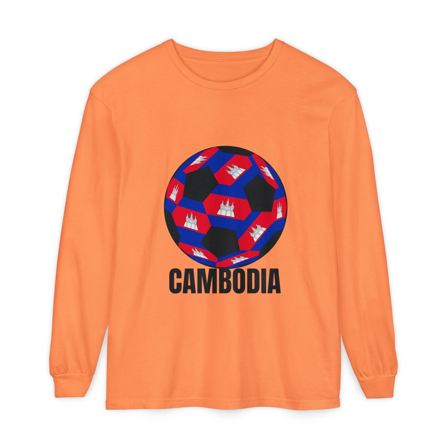 Cambodia Fan Specialty Soccer Ball Design Long Sleeve Tee