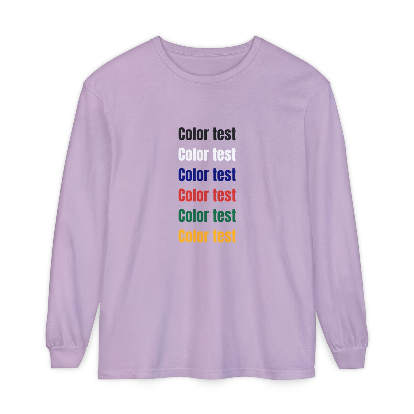 Long Sleeve T‑Shirt — Color testText Graphic