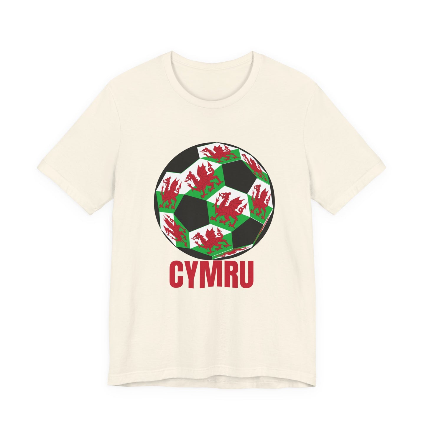 Cymru Fan Specialty Soccer Ball Design T Shirt Red Text