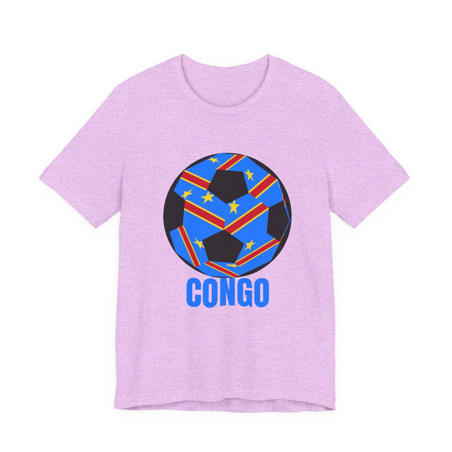 Congo Fan Specialty Soccer Ball Design T Shirt Blue Text