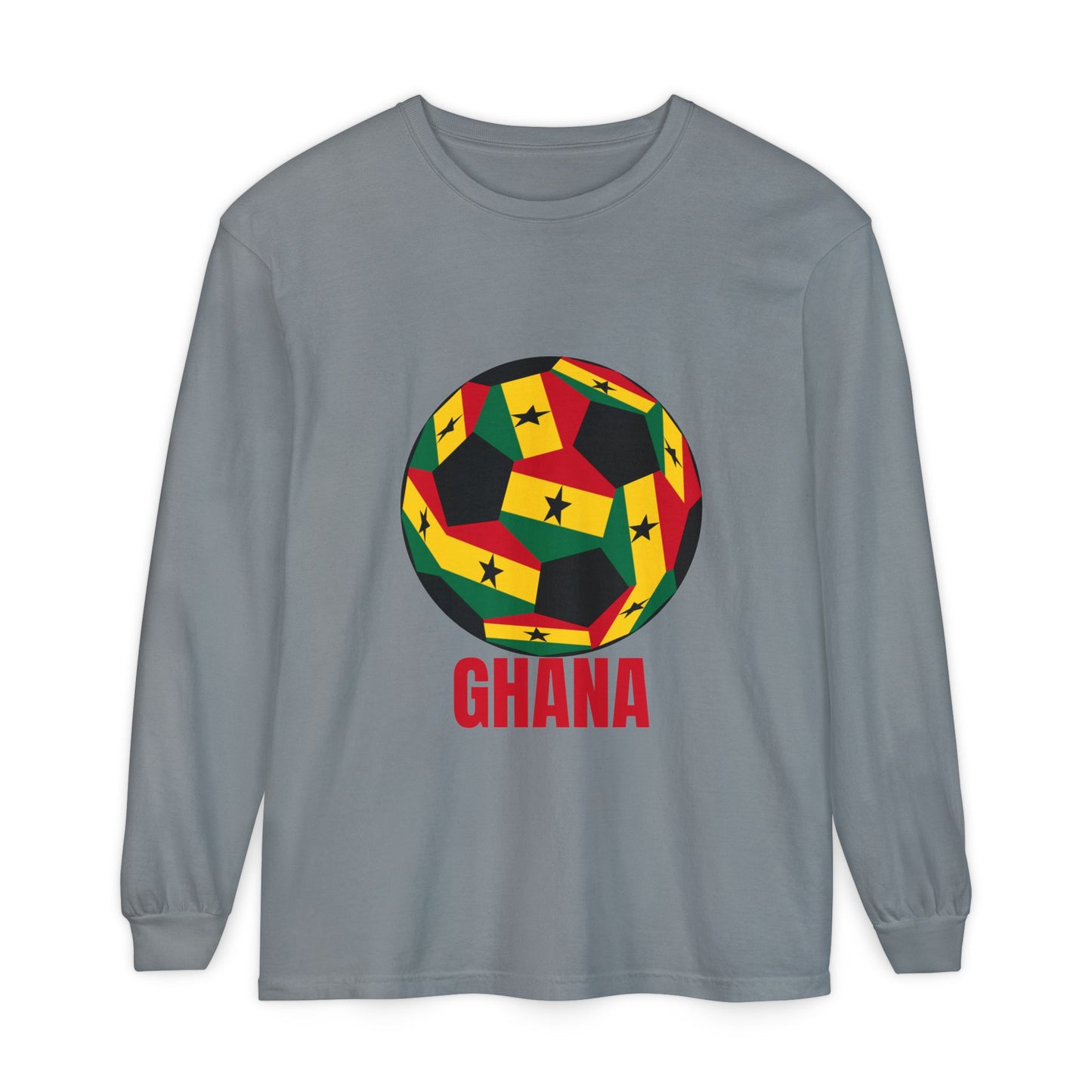 Ghana Fan Specialty Soccer Ball Design Long Sleeve Tee