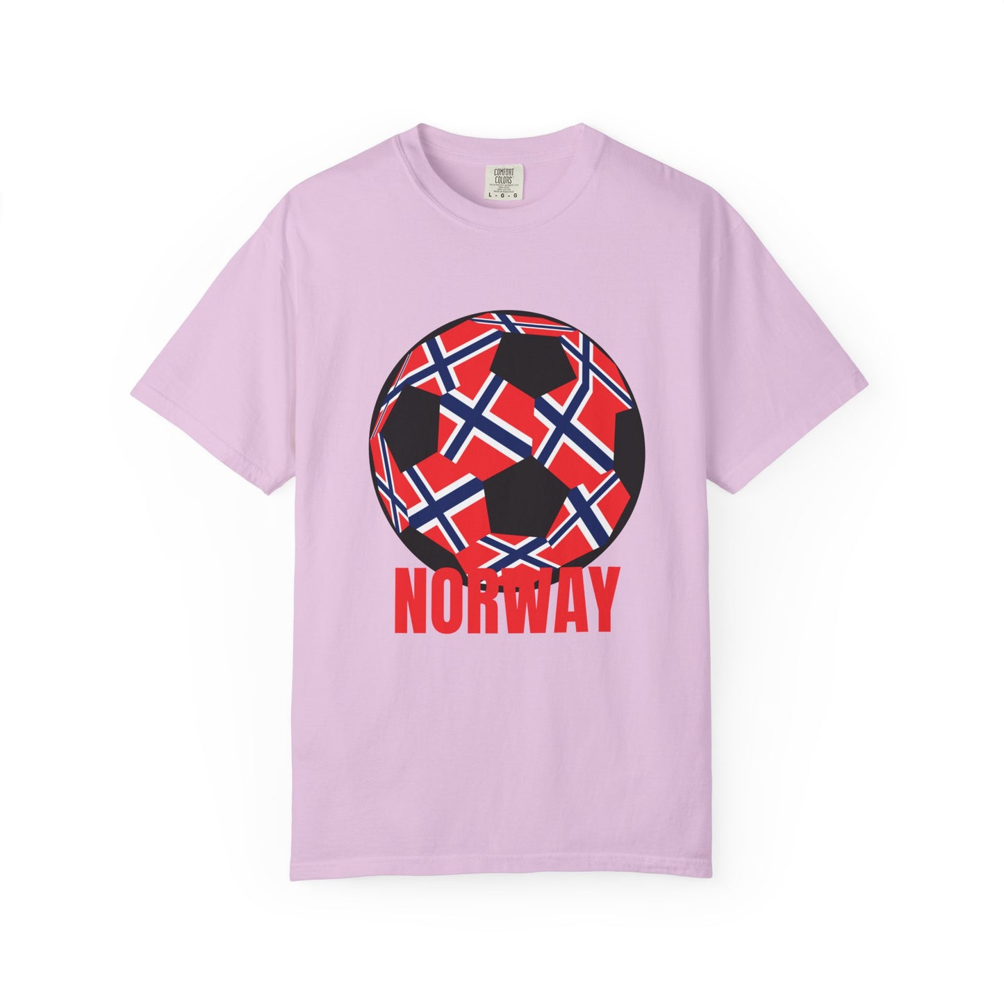 Norway Fan Specialty Soccer Ball Design T Shirt Red Print