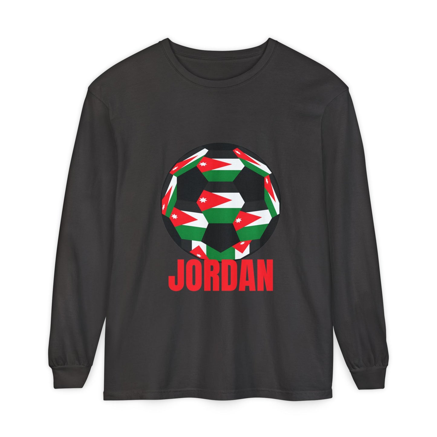 Jordan Fan Specialty Soccer Ball Design T Shirt Long Sleeve Tee