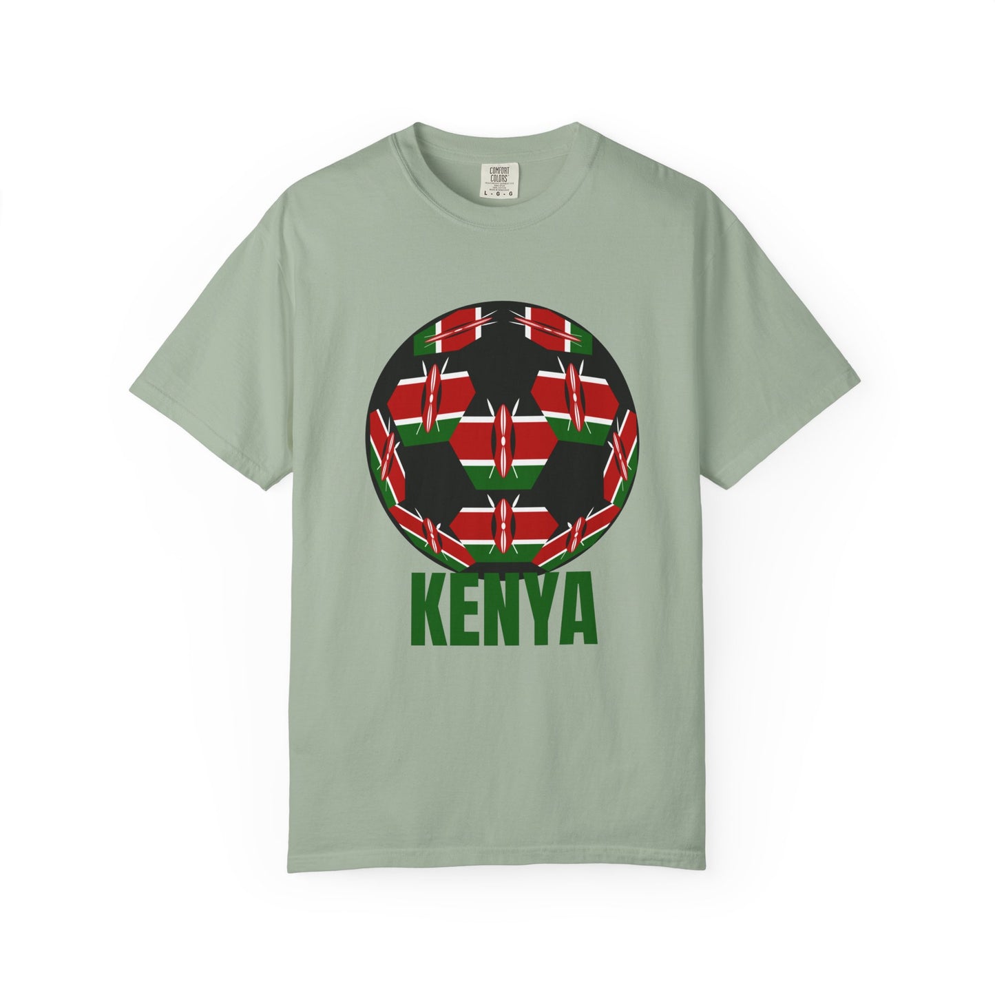 Kenya Fan Specialty Soccer Ball Design T Shirt Green Print