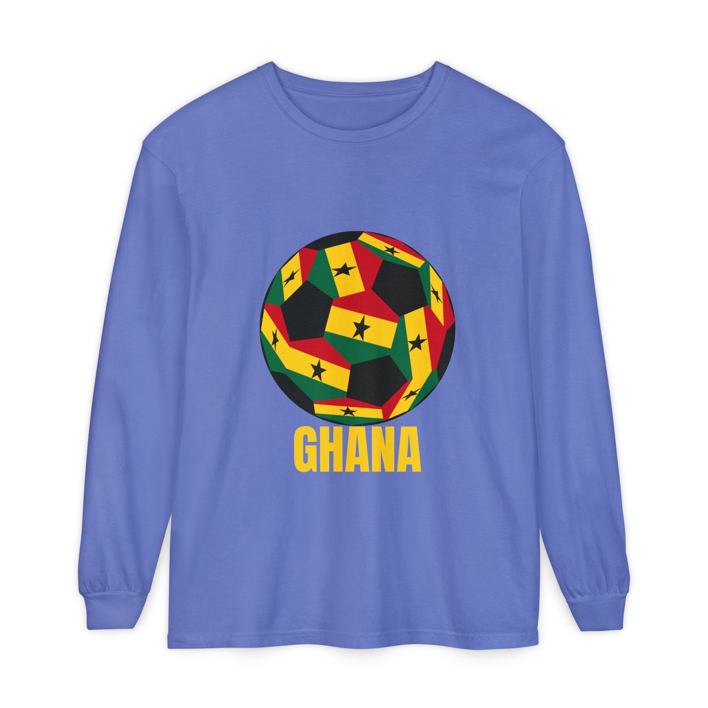 Ghana Fan Specialty Soccer Ball Design Long Sleeve Tee