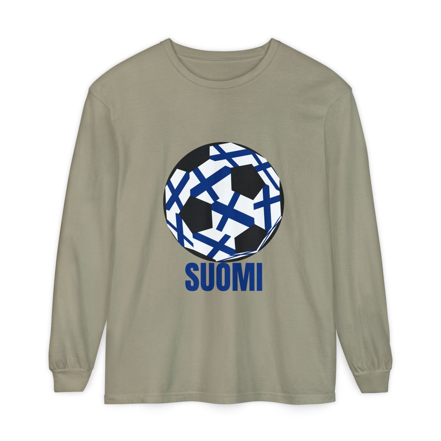 Suomi Fan Specialty Soccer Ball Design Long Sleeve Tee