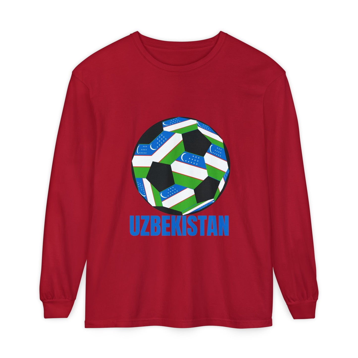 Uzbekistan Fan Specialty Soccer Ball Design Long Sleeve Shirt