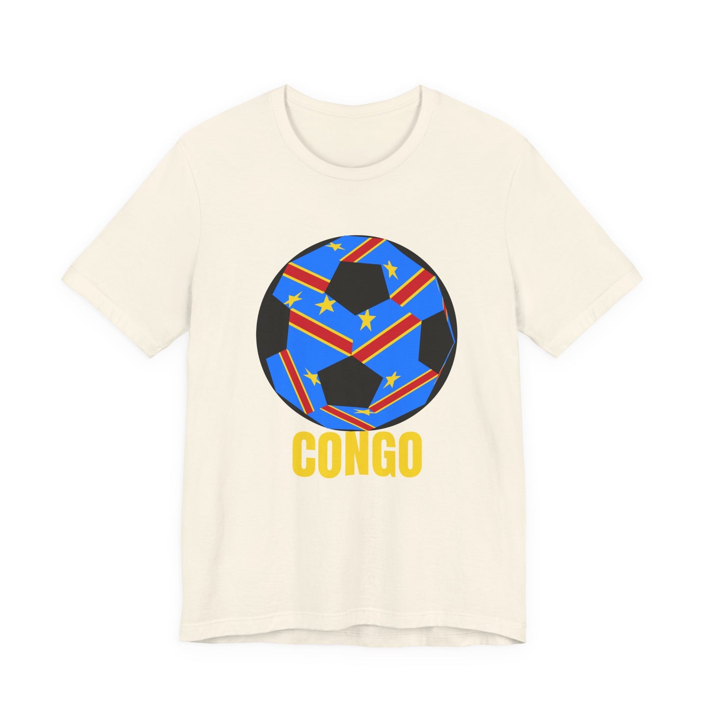 Congo Fan Specialty Soccer Ball Design T Shirt Yellow Text