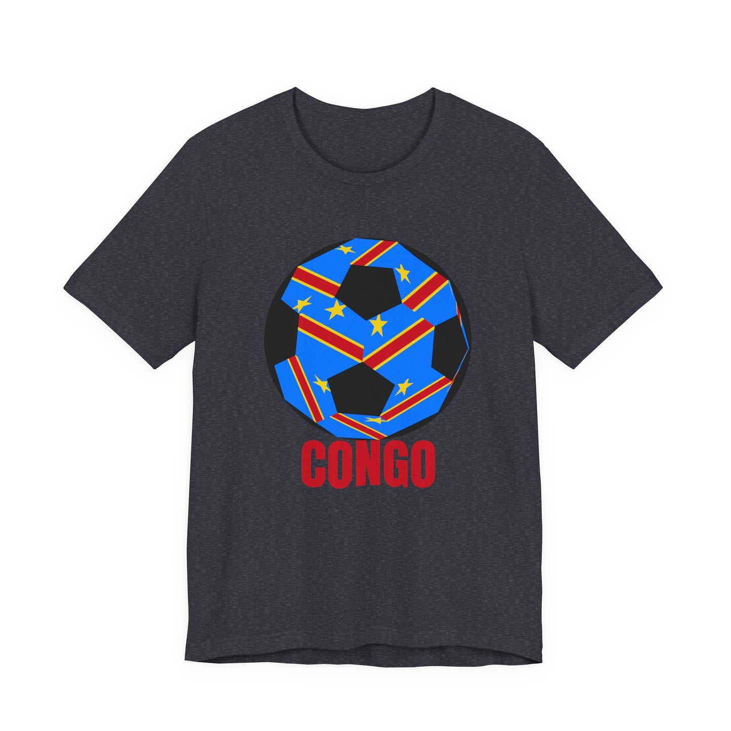 Congo Fan Specialty Soccer Ball Design T Shirt Red Text