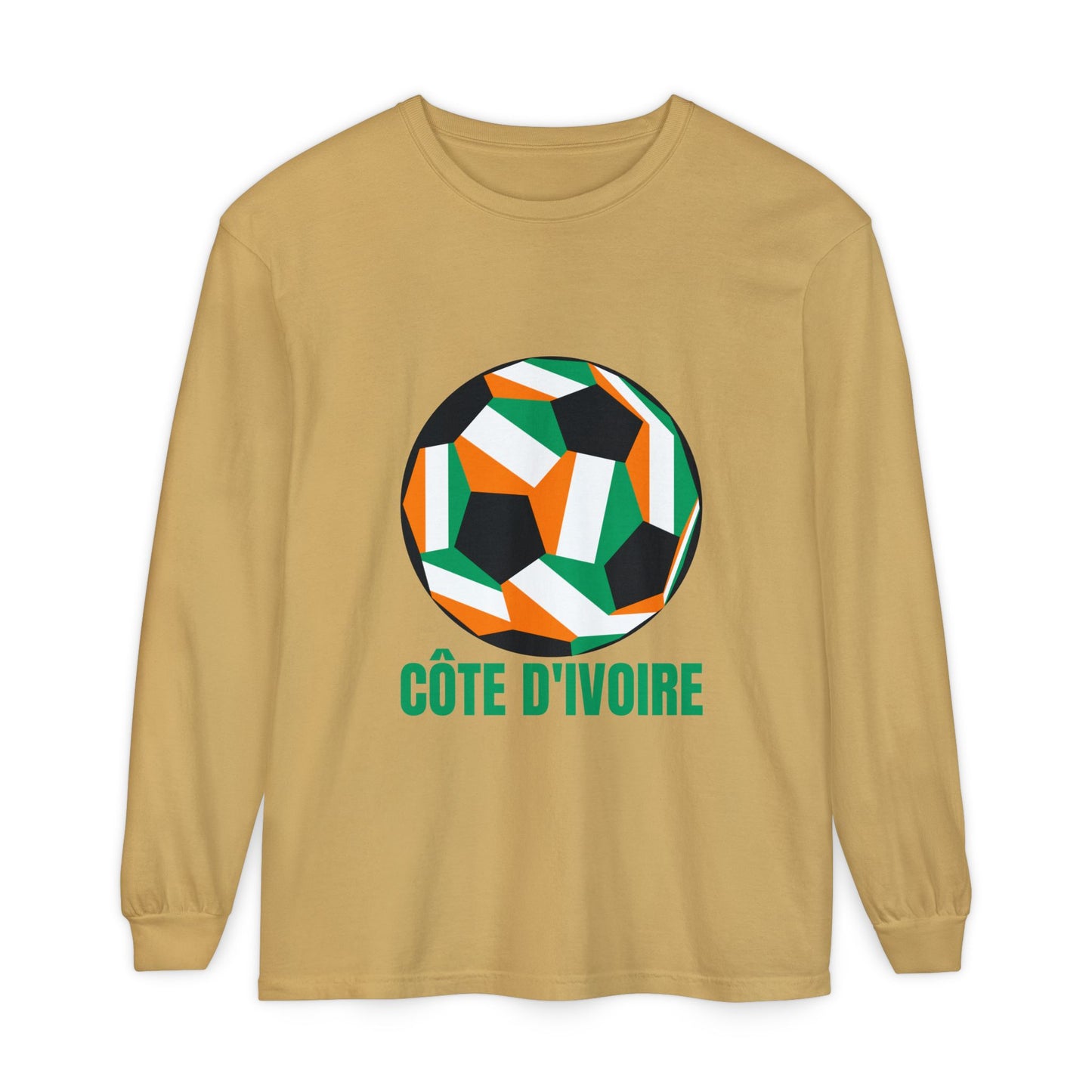 Cote D Ivoire Fan Specialty Soccer Ball Design  Long Sleeve Tee