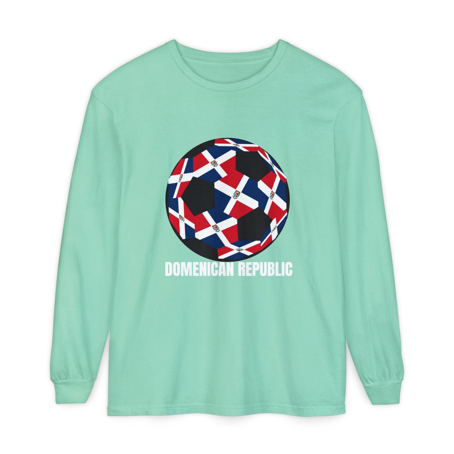 Domenican Republic Fan Specialty Soccer Ball Design Long Sleeve Tee