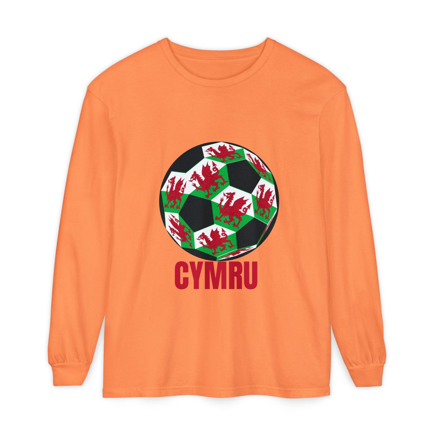 Cymru Fan Specialty Soccer Ball Design Long Sleeve Tee