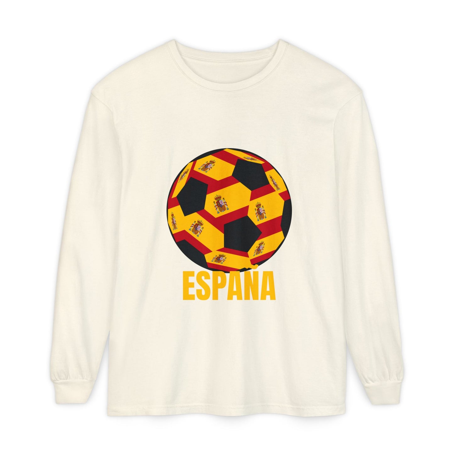 España Soccer Ball Long Sleeve Tee  Gold Text