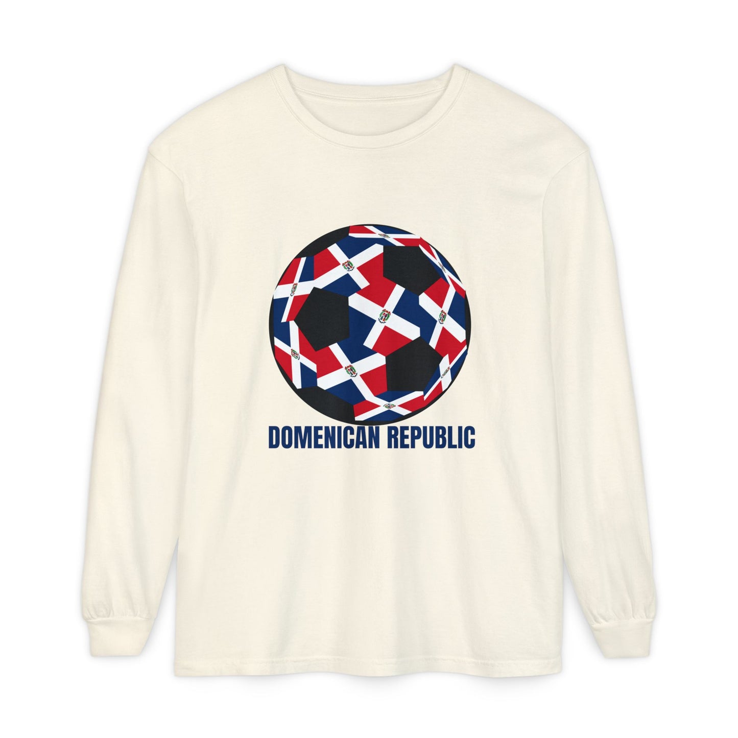 Domenican Republic Fan Specialty Soccer Ball Design Long Sleeve Tee