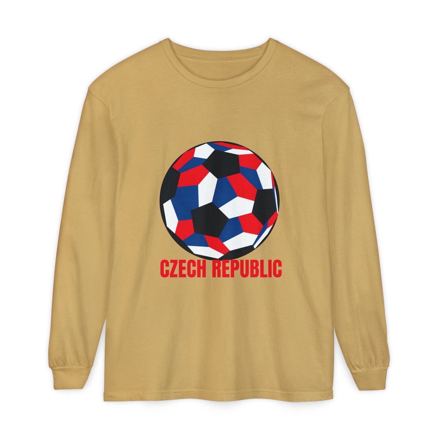 Czech Republic Fan Specialty Soccer Ball Design Long Sleeve Tee