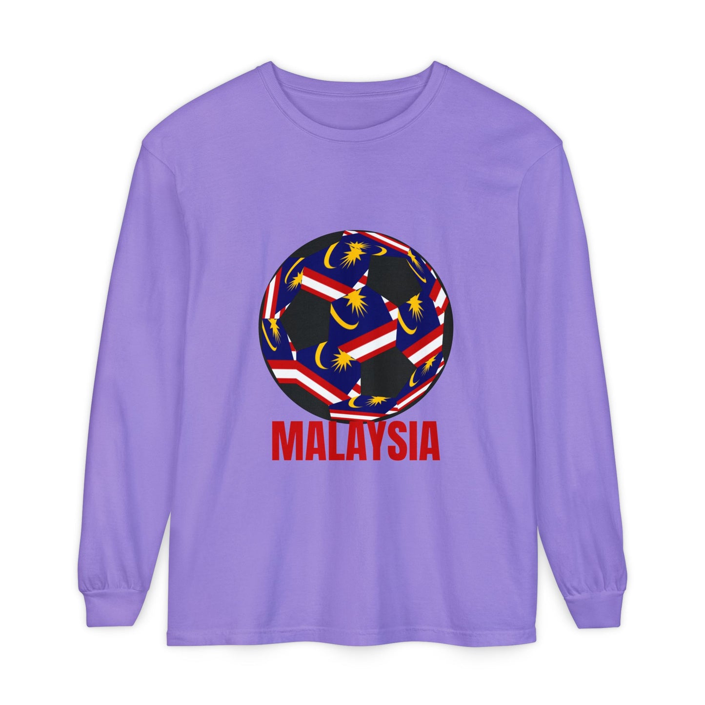 Malaysia Fan Specialty Soccer Ball Design Long Sleeve T-Shirt