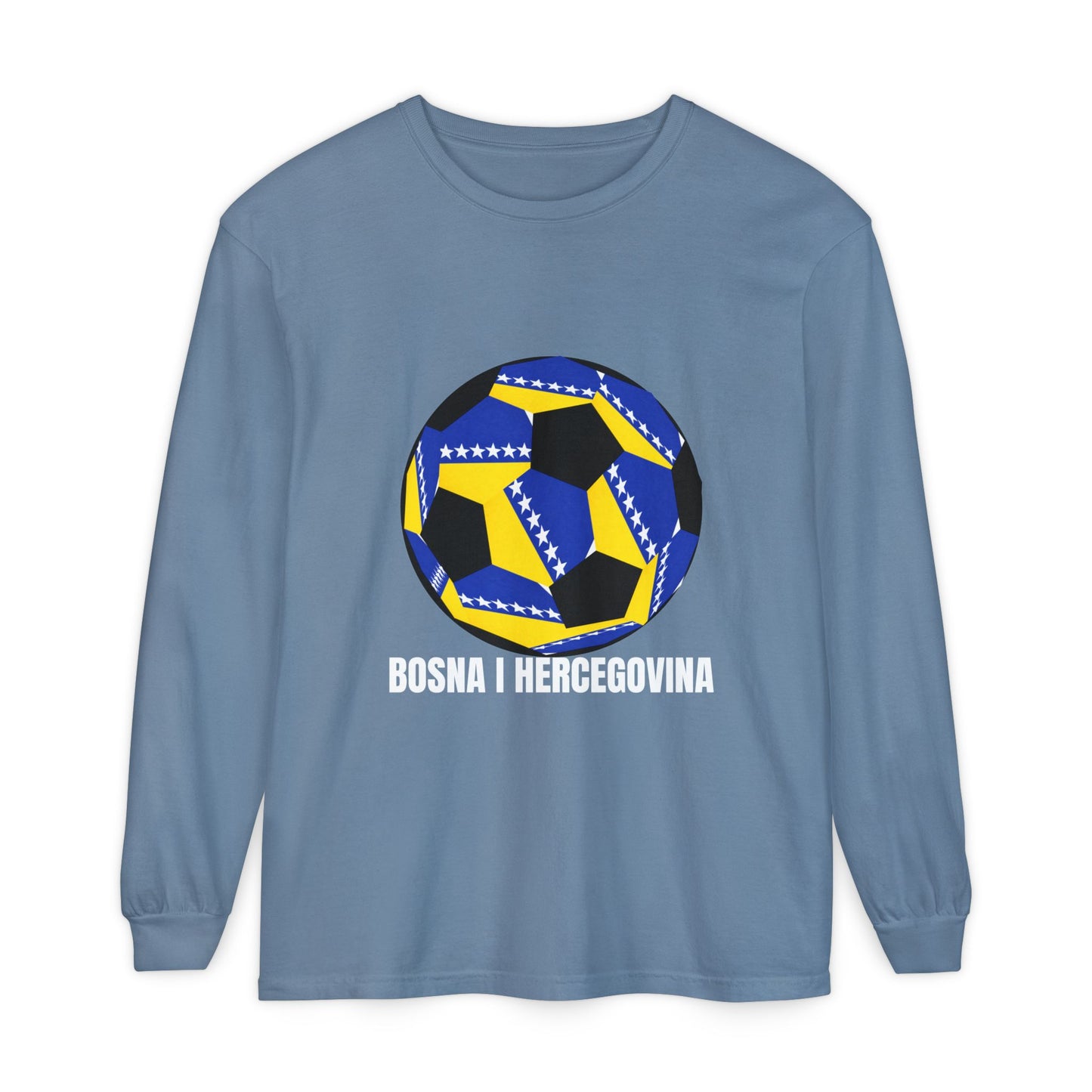 Bosnia Herzegovina Fan Specialty Soccer Ball Design  Long Sleeve Shirt