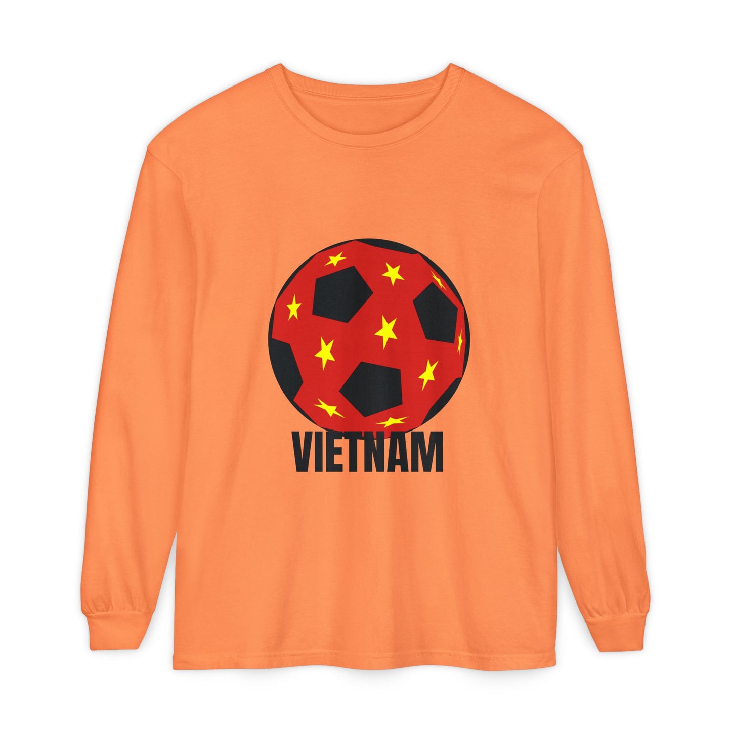 Vietnam Fan Specialty Soccer Ball Design Long Sleeve Shirt  Black Text