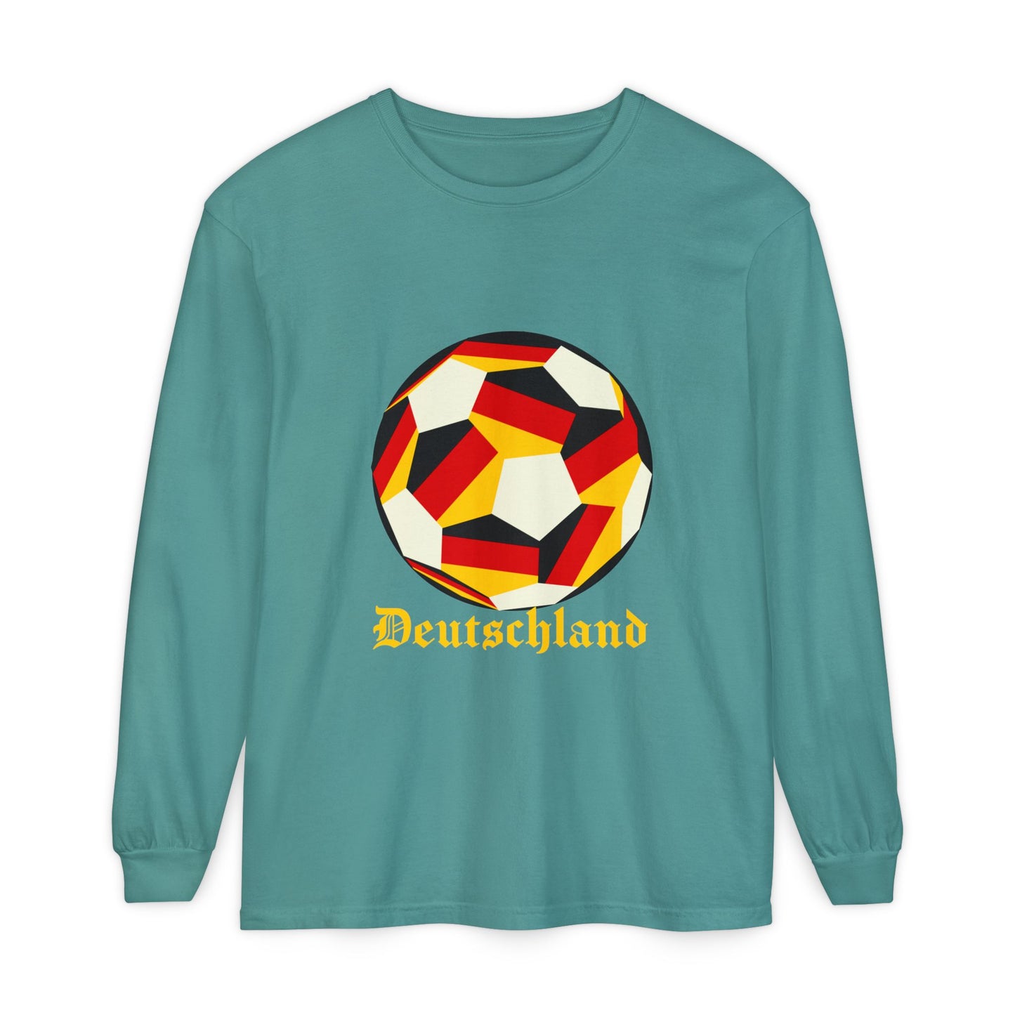 Deutschland Fan Specialty Soccer Ball Design Long Sleeve Tee