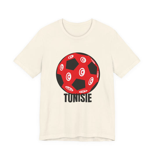 Tunisie Fan Specialty Soccer Ball Design T Shirt Black Text