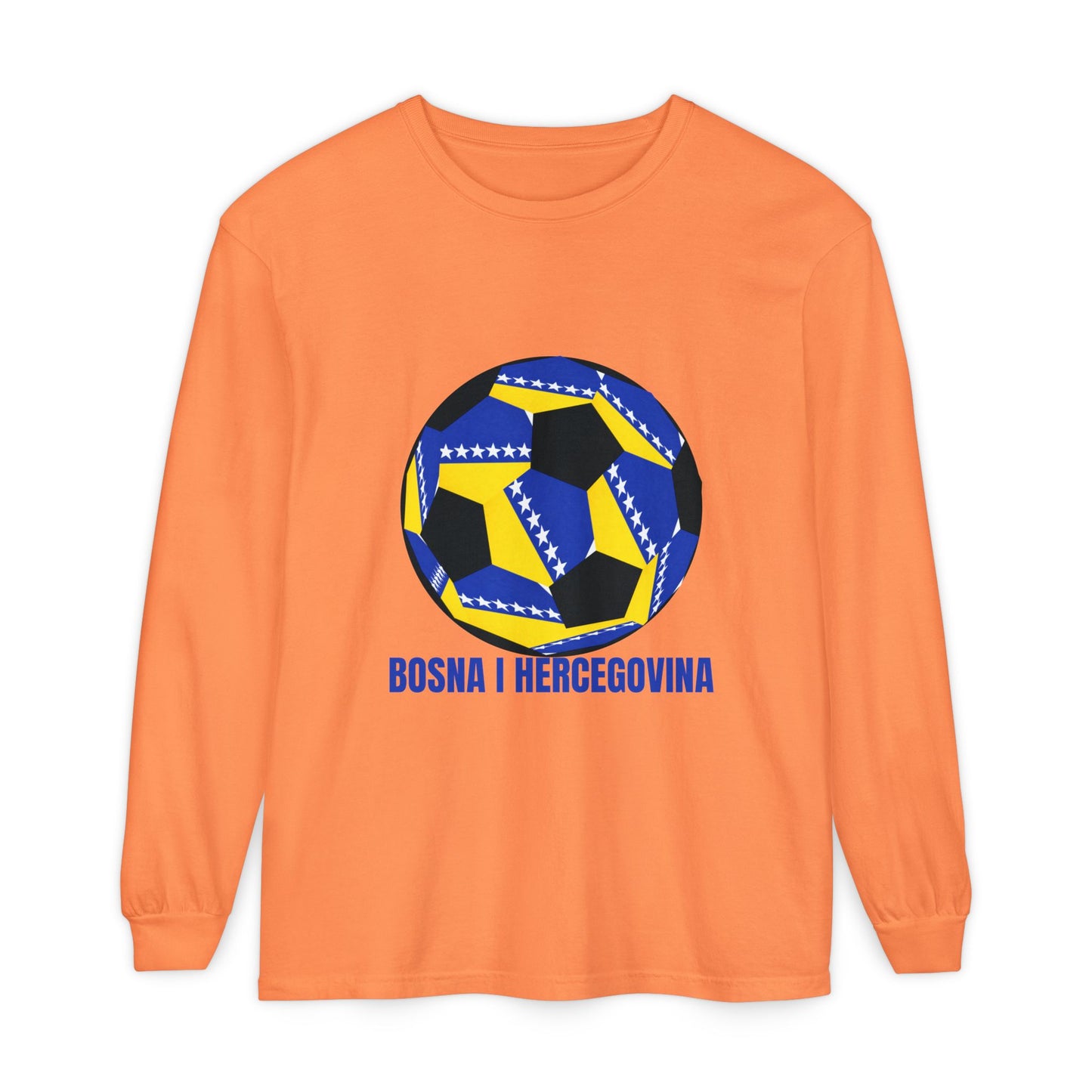 Bosnia Herzegovina Fan Specialty Soccer Ball Design Long Sleeve Tee