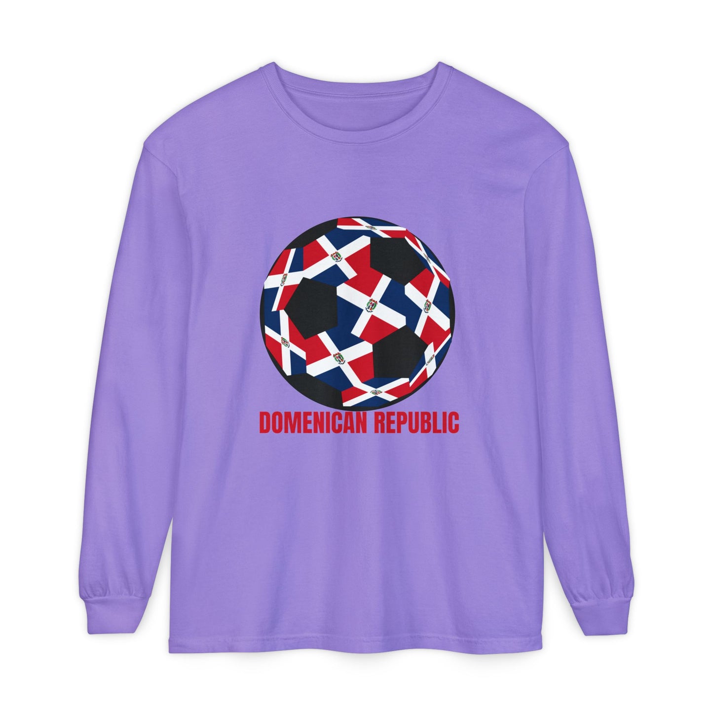 Domenican Republic Fan Specialty Soccer Ball Design Long Sleeve Tee