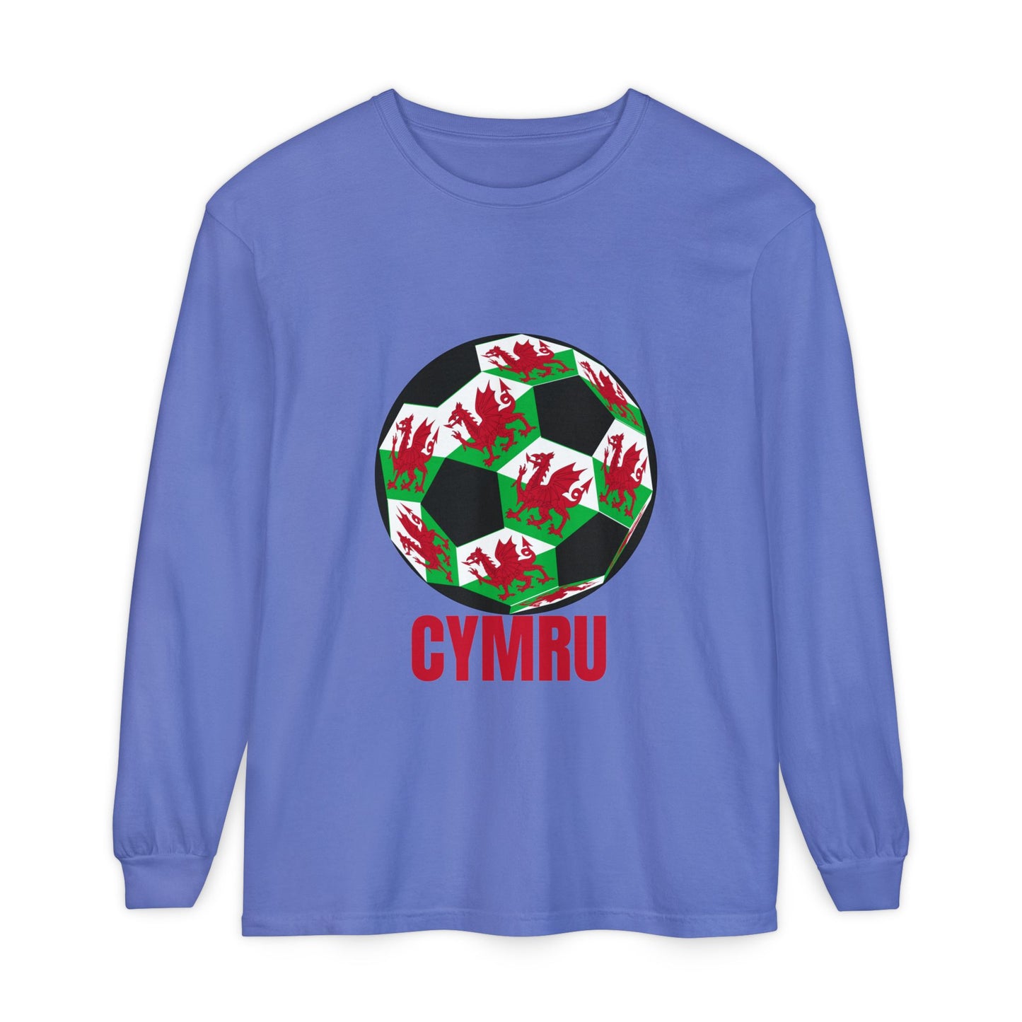 Cymru Fan Specialty Soccer Ball Design Long Sleeve Tee